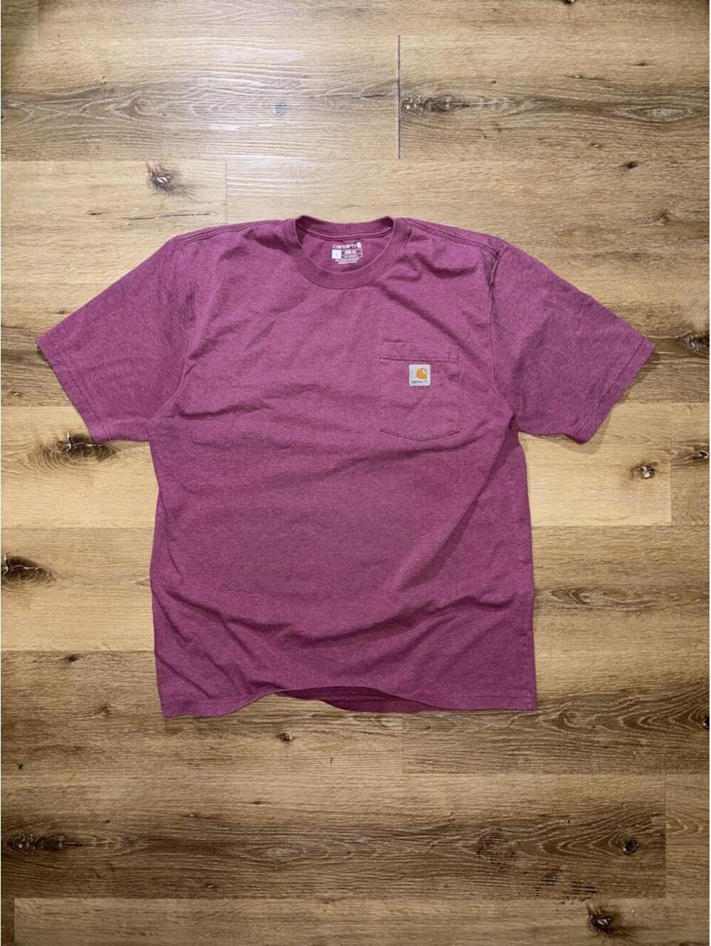 Men’s Carhartt Burgundy Loose Fit Pocket T-Shirt Size L
